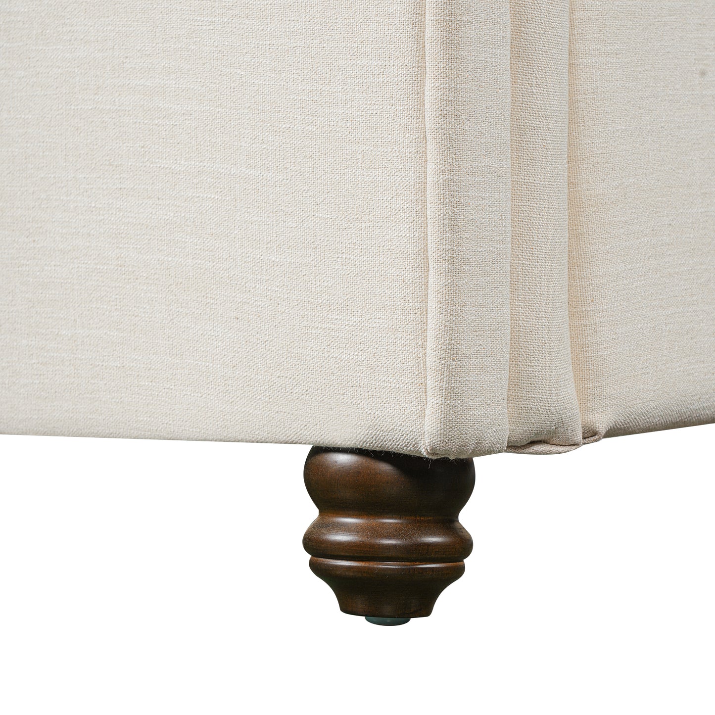 Queen Size Upholstered Bed Frame With Linen Fabric, Thick Headboard And Solid Wood Legs, Beige image 10