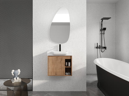 24'' Wall-Mounted Bathroom Vanity with White Ceramic Sink & Soft-Close Door, KD-Packing image 7