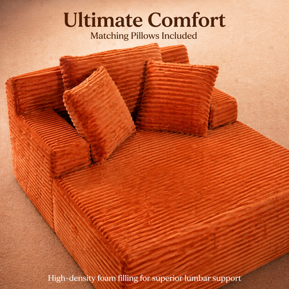 66-inch indoor chaise lounge, oversized cushion boneless sofa bed with pillow, luxury faux fur sleeper chair, armrest reading chair, living room cloud sofa, no assembly required image 6