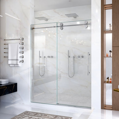 44"-48"W*76" H Frameless Single Sliding Shower Door – 5/16" (8mm) Clear Tempered Glass, Bypass Design with Chrome Finish image 5