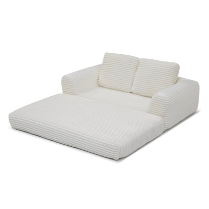 2-in-1 Folding Convertible Sofa Bed, Modern Corduroy Sleeper Couch with 2*pillows, Futon Modular Upholstered Boneless Loveseat with Pull-Out Bed,Folding Floor Modular Couch for Living Room Beige image 10