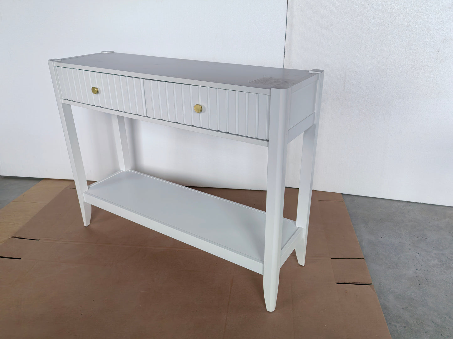 29.53" Tall Console Table with Drawers, Narrow Wood Accent Sofa Table Entryway Table with Storage Shelf for Entryway, Front Hall, Hallway, Living Room, White image 9