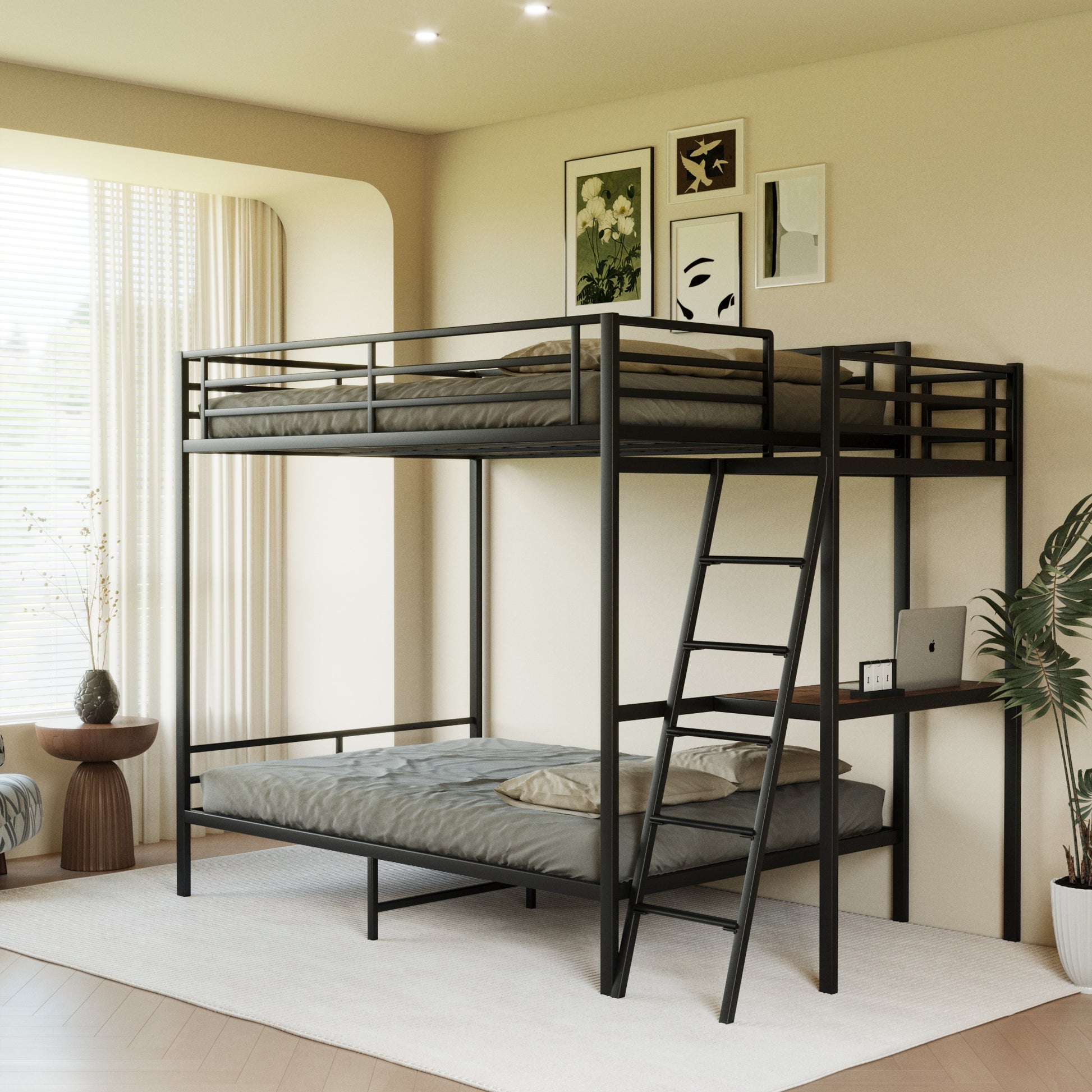 Black full size bunk bed image 1