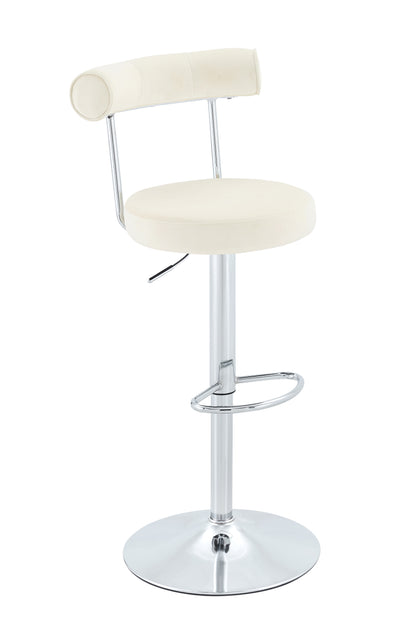 Soft Velvet Upholstered Swivel Adjustable Bar Chair with Chrome Silver Legs - Dining Room Living Room Bar Cafe Reception Desk Bar Stool(Off White, Set of 2) image 2