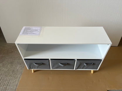 Kids bookcase with Collapsible Fabric Drawers, Children's Book Display, Toy Storage Cabinet Organizer, White/Gray image 5