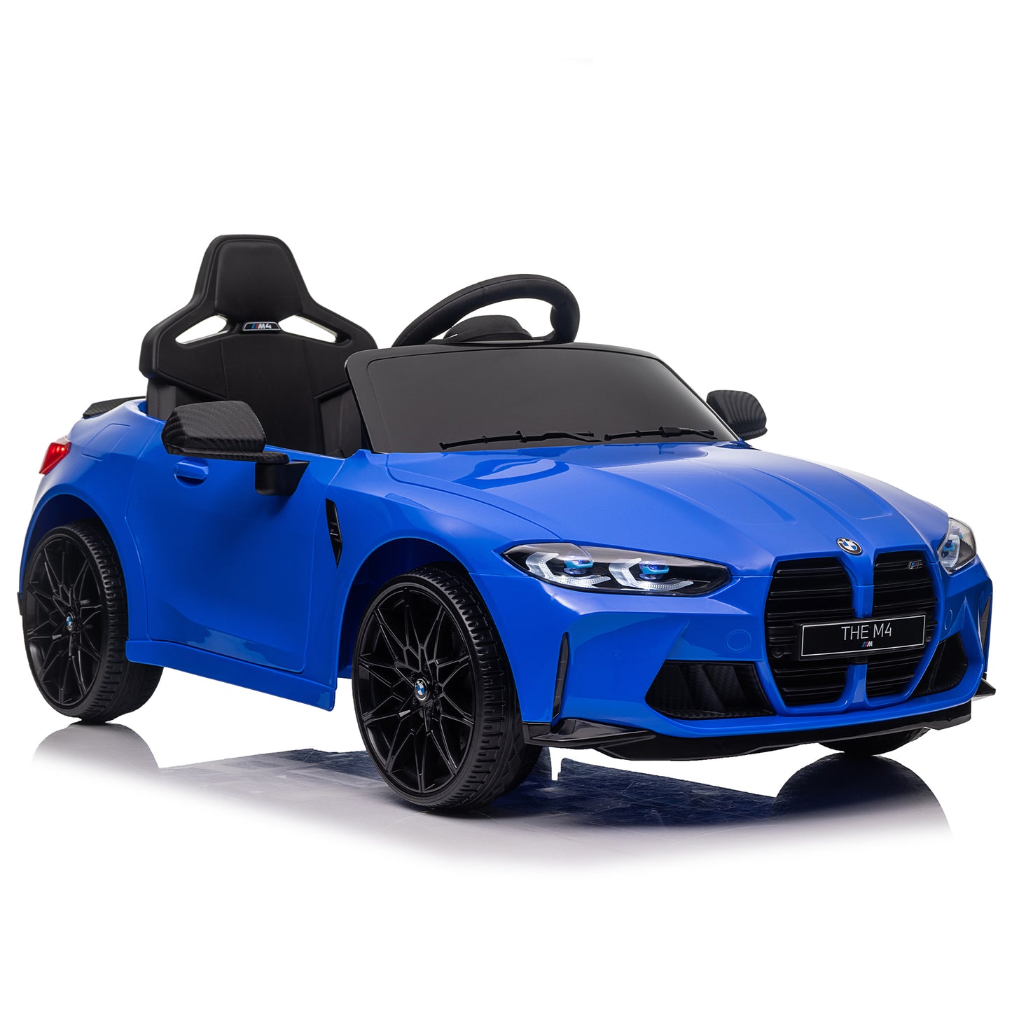 BMW M4 12v Kids ride on toy car 2.4G W/Parents Remote Control,Three speed adjustable,Power display, USB,MP3,Bluetooth,LED light,story,A handle with wheels and a pull, easy to carry image 3