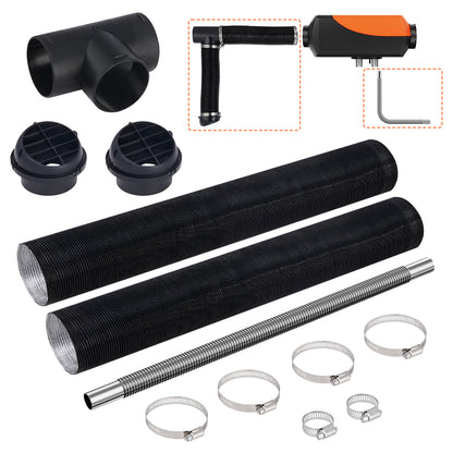 Diesel Heater Pipe Ducting Set, 3" Extendable Air Duct Hose, 1" Stainless Steel Exhaust Pipe, 2 Air Vents, Tee Air Outlet Connector and Hose Clamps, for 5KW/8KW Diesel Parking Heaters image 10