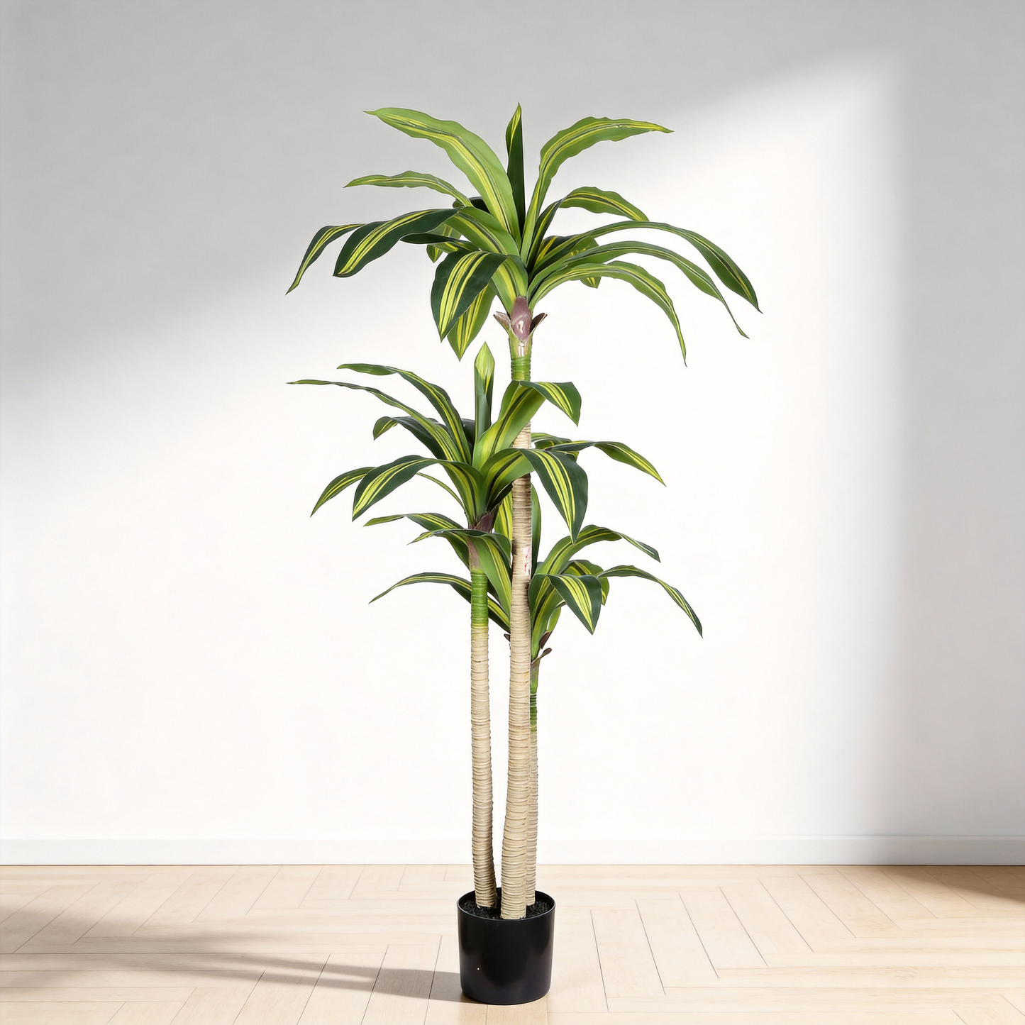 5' Artificial Dracaena Tree with Black Plastic Pot, 1pc/set image 3