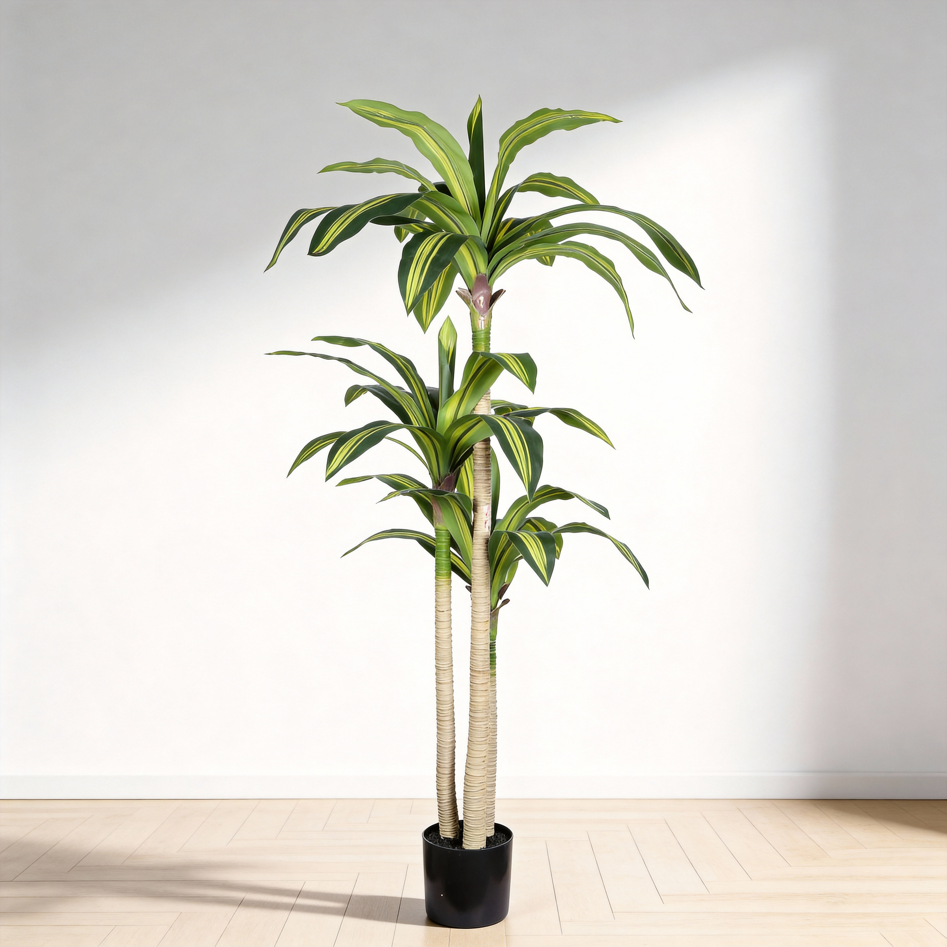 5' Artificial Dracaena Tree with Black Plastic Pot, 1pc/set image 3