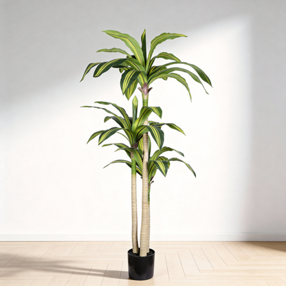 5' Artificial Dracaena Tree with Black Plastic Pot, 1pc/set image 3