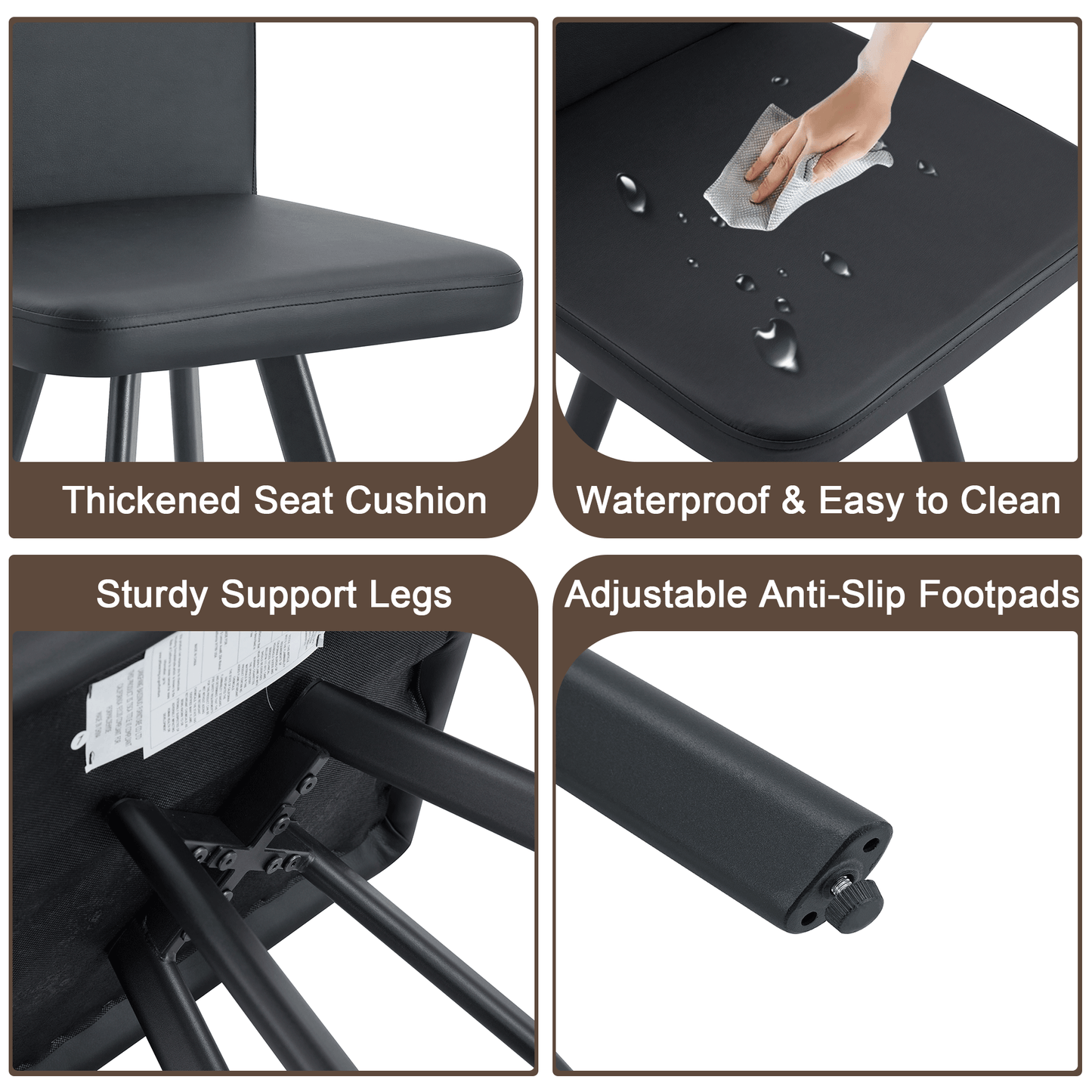 7-Piece Dining Table Set for 6, 1 Table & 6 Black PU Upholstered Chairs, Black & Wood Grain Melamine Table, Modern Kitchen Nook Set for Dining Room, Apartment & Small Space image 10