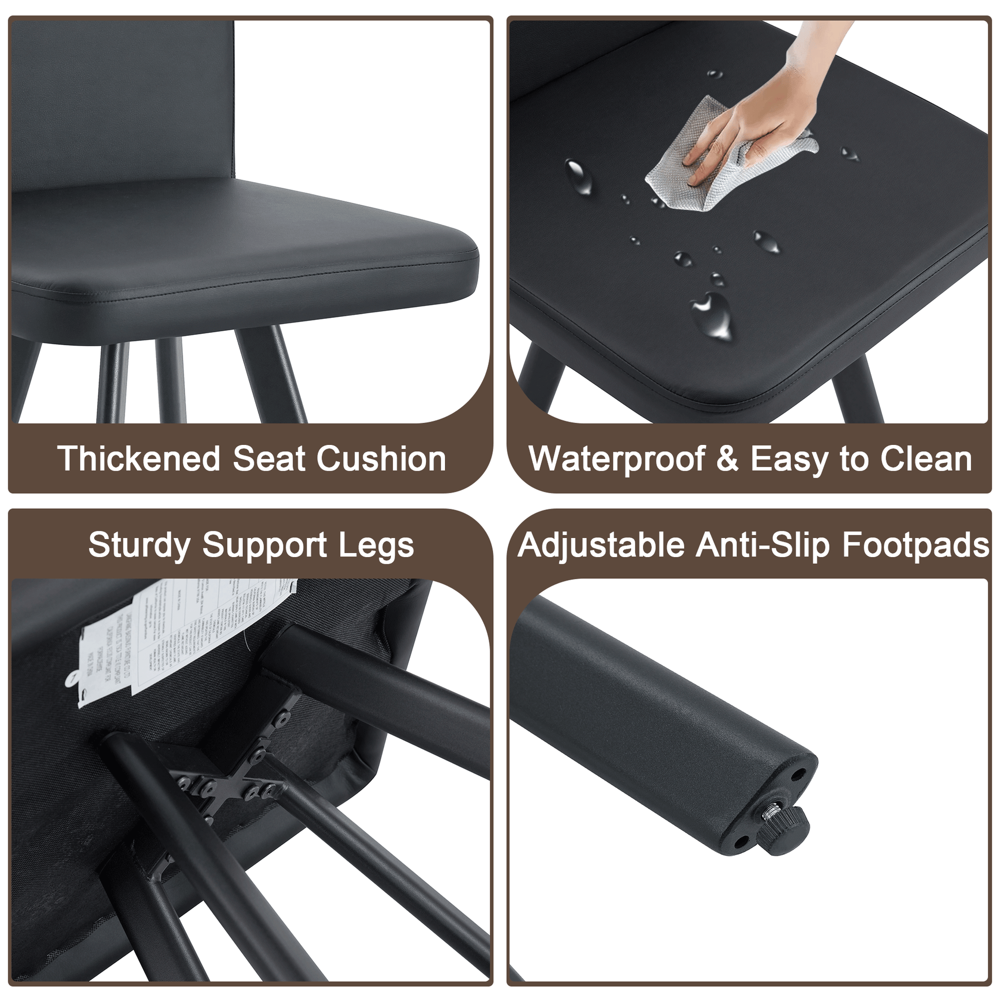 7-Piece Dining Table Set for 6, 1 Table & 6 Black PU Upholstered Chairs, Black & Wood Grain Melamine Table, Modern Kitchen Nook Set for Dining Room, Apartment & Small Space image 10