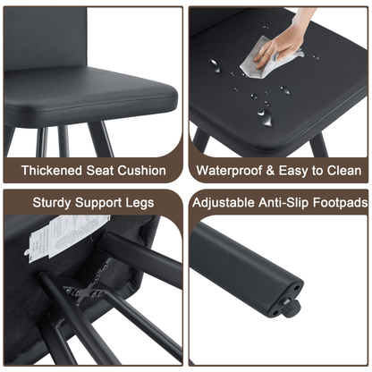 7-Piece Dining Table Set for 6, 1 Table & 6 Black PU Upholstered Chairs, Black & Wood Grain Melamine Table, Modern Kitchen Nook Set for Dining Room, Apartment & Small Space image 10