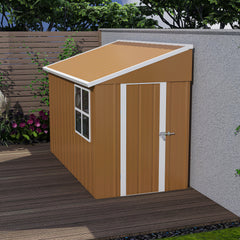 8x4 FT Heavy-Duty Metal Storage Shed with Double Doors, Windows & Ventilation - Weatherproof Outdoor Garden Shed for Backyard, Lawn and Tool Organization