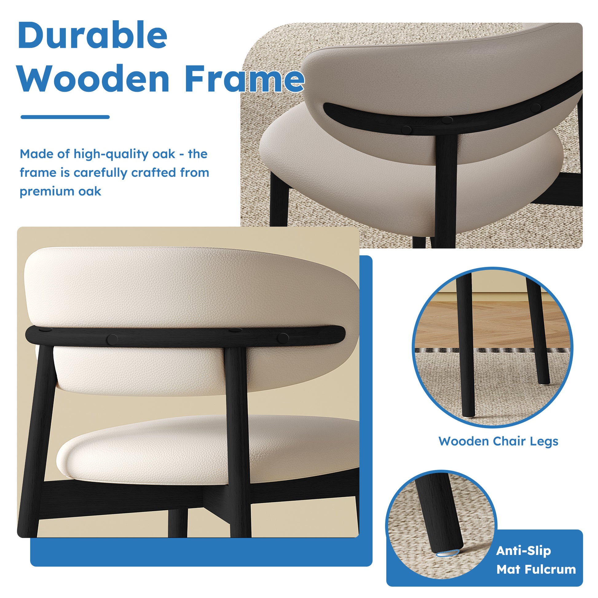 Mid-Century Modern wood feet Dining Chair (Set of 2) – Stylish Wooden Chairs for Dining Room, Kitchen, or Living Room, Comfortable & Durable, Easy to Assemble (black) image 6
