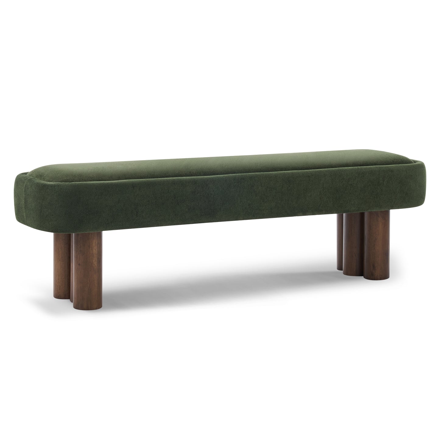 Indoor Green Fabric Dining Bench with Walnut Color Legs, 60.04'L Upholstered Seating for Kitchen, Dining Room and Living Space,250lbs Capacity image 4