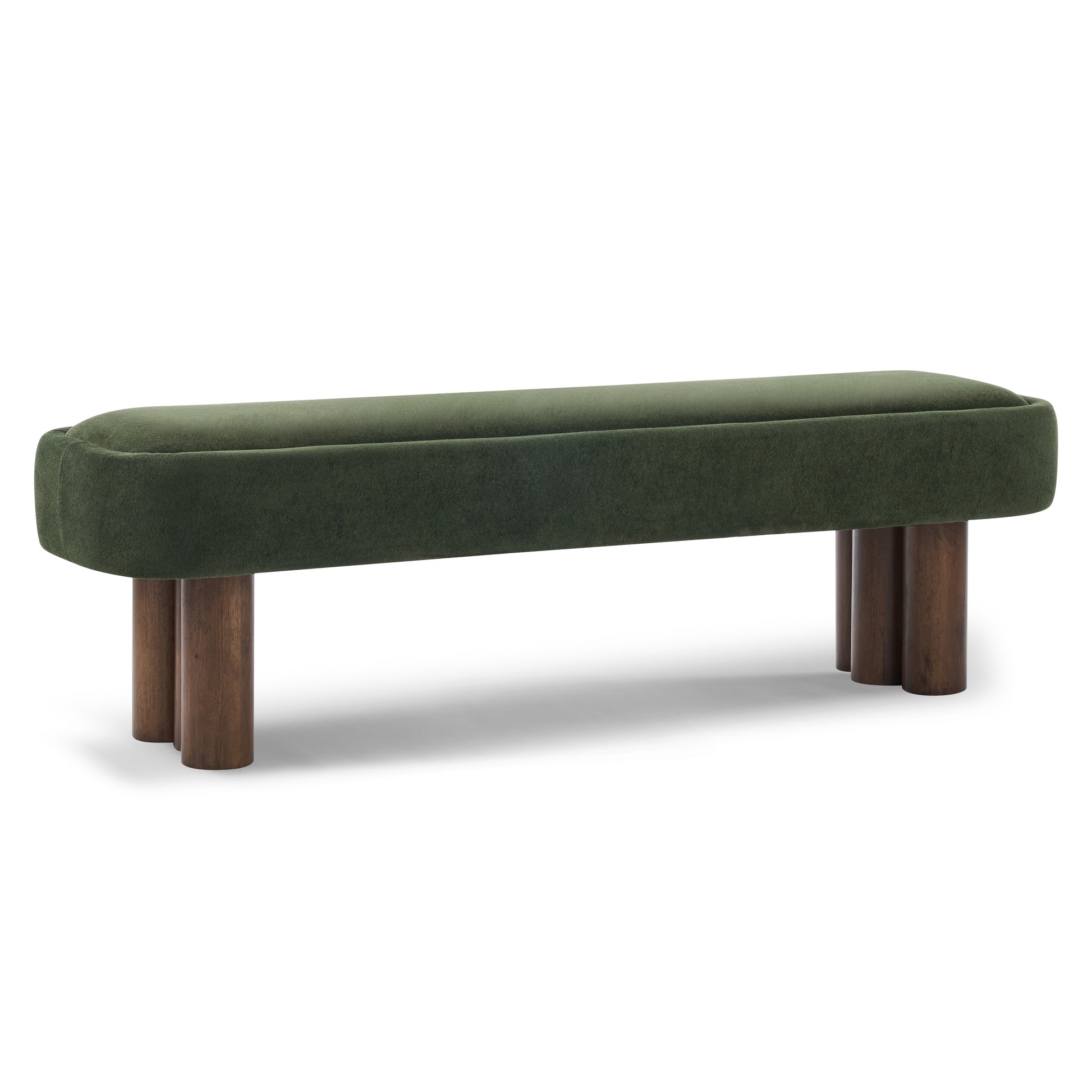 Indoor Green Fabric Dining Bench with Walnut Color Legs, 60.04'L Upholstered Seating for Kitchen, Dining Room and Living Space,250lbs Capacity image 4
