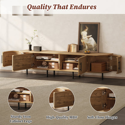 70inch Modern TV Stand with Rattan Doors for TVs up to 80", Media Console with Storage Space & Cable Holes, Entertainment Center for Living Room image 5