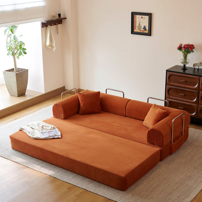78.8" Compression Sofa,Convertible Floor Sofa Bed-with Pillow Back Support Armrest,Comfy Futon Couch Sleeper Bed,Loveseats Boneless Modular Sectional Sofa,Corduroy fabric,for Living Room,Bedroom image 7