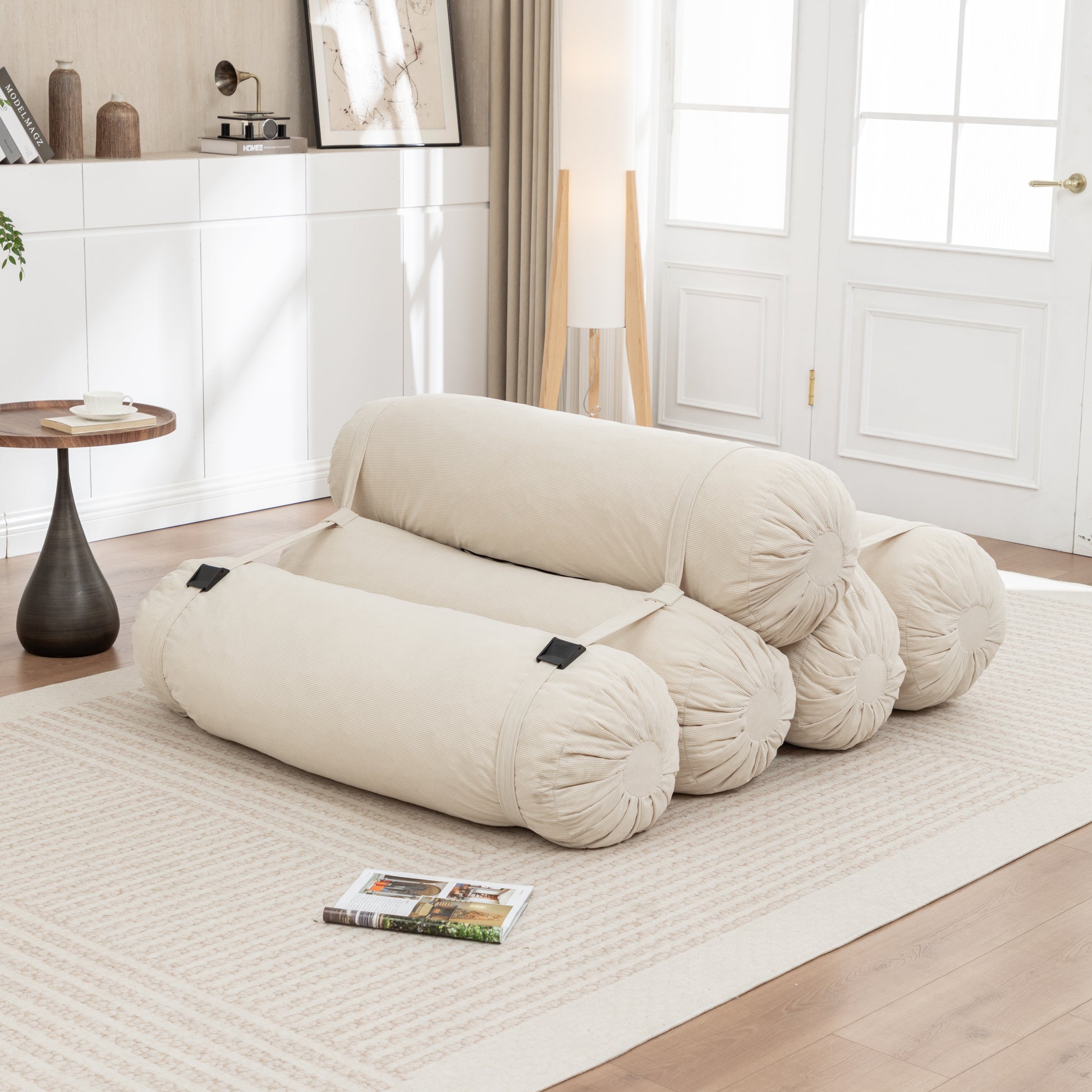 Adjustable Floor Sofa, Corduroy Lazy Sofa with Adjustable Straps for Versatile Configurations, Multi-Person Leisure Chair, Suitable for Living Room, Bedroom and More image 1