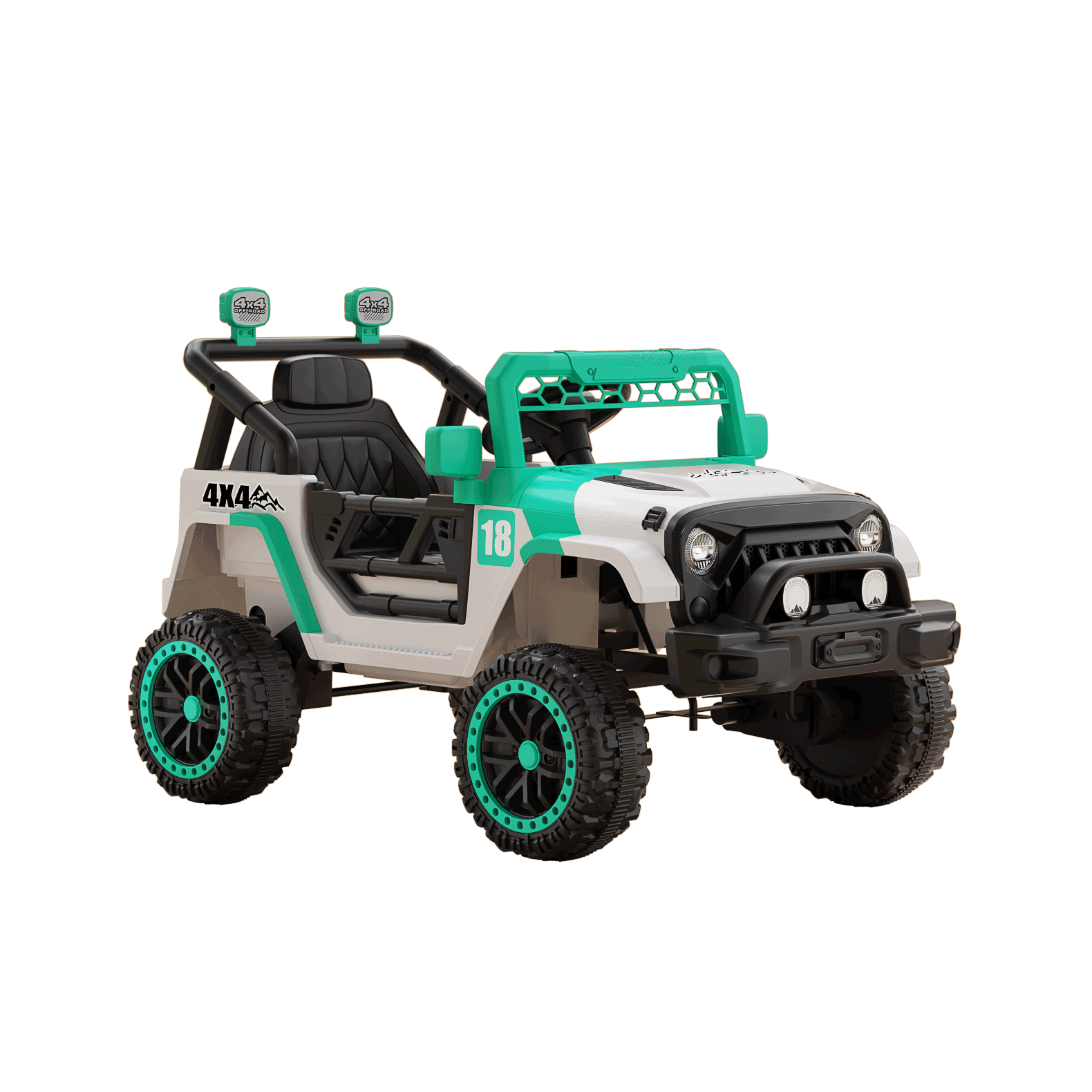 12V Ride on Car with Parent Remote Control, Toddler Electric Car with Spring Suspension, LED Lights & Music Player - Safe Battery Toy for Kids, Christmas & Birthday Gift WIGHT+GREEN image 2