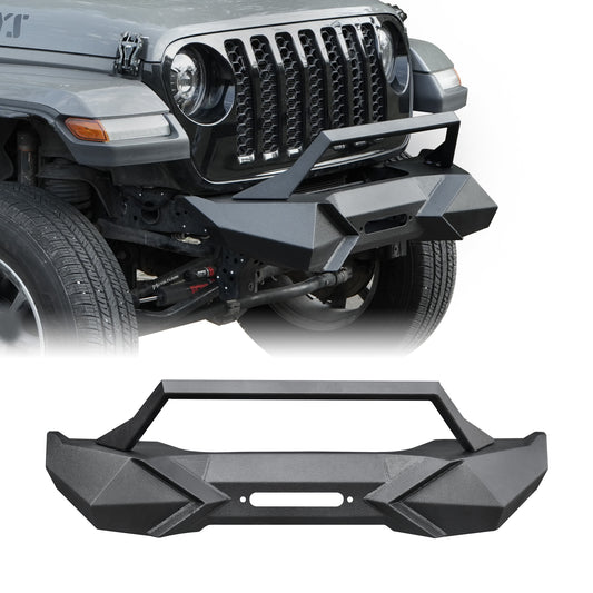 X Style Front Bumper with Winch Plate Compatible with Wrangler JK (2007-2017) Heavy Duty Black Textured Manganese Steel Construction, Perfect for On and Off-Road Used image 1