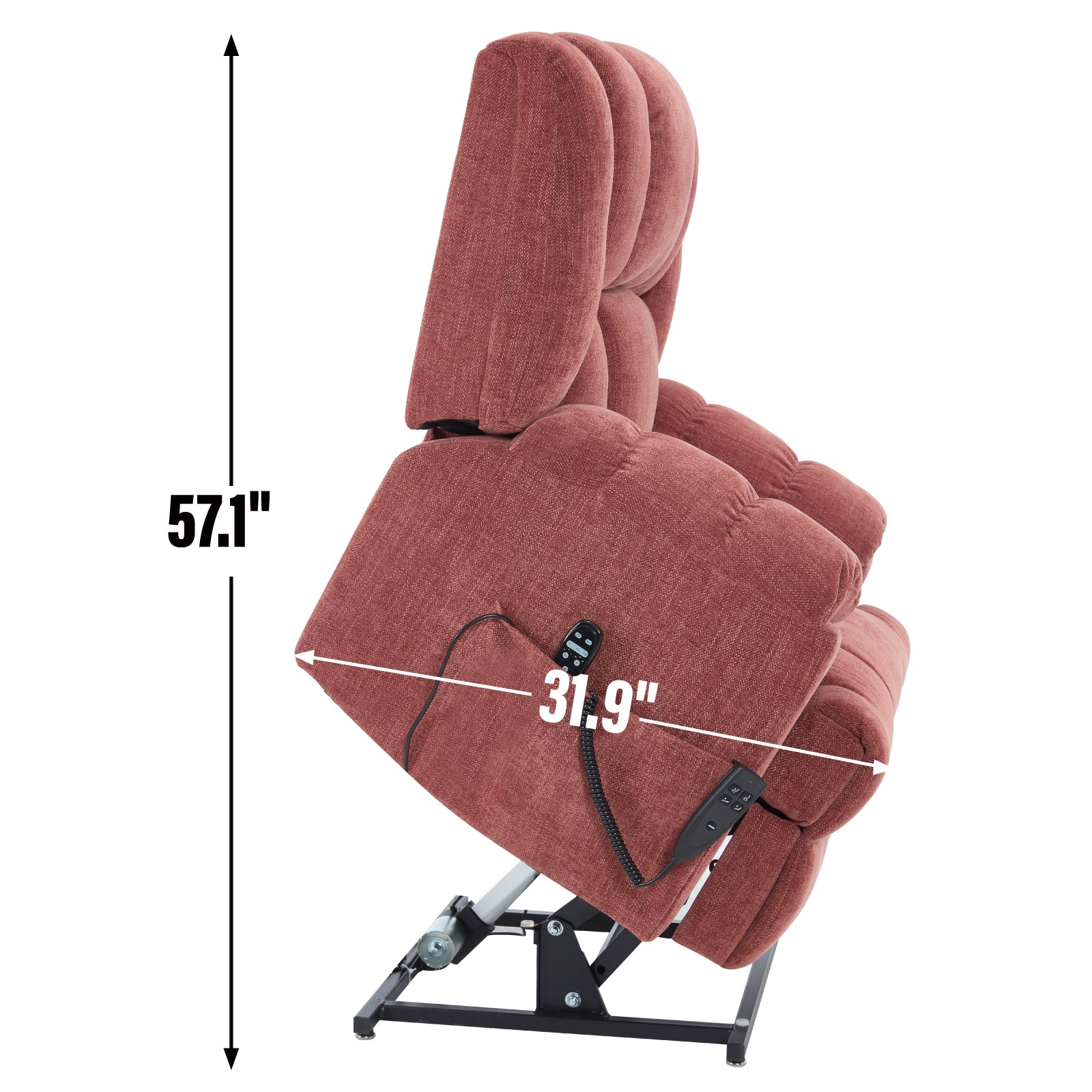 Dual Motor Heat Massage Infinite Position Up to 350 LBS Electric Power Lift Recliners with Power-Remote, Medium-firm and Heavy Duty, Red image 10