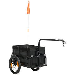Aosom Bike Cargo Trailer, Bicycle Trailer Wagon Cart with Removable Storage Box, Quick Release 16" Wheels and Safe Reflectors, No Bottom