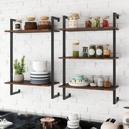 3 Tier and 2 Tier Bathroom Shelves Metal, Wood Hanging Storage Bookshelf image 4