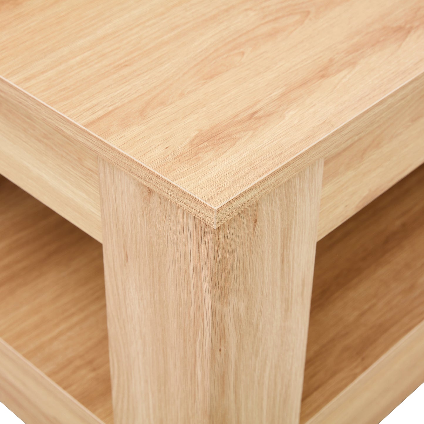 A modern and practical Natural Wood coffee table. The double layered coffee table is made of MDF material. Suitable for living room, bedroom, and study image 12