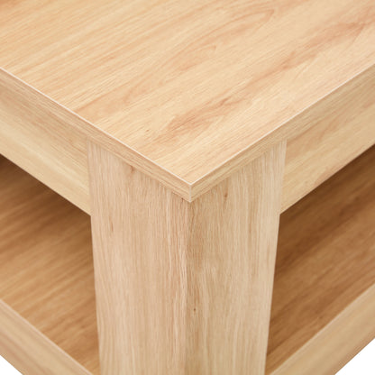A modern and practical Natural Wood coffee table. The double layered coffee table is made of MDF material. Suitable for living room, bedroom, and study image 12