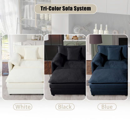 Oversized 57.48" Recliner Chair with Movable Ottoman - Soft Chenille Upholstered Indoor Lounge Chair for Living Room or Bedroom,DIY Combination,Black image 10
