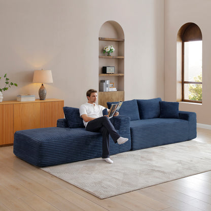 105'' Modular Sectional Sofa, Cloud Sectional Couch with Deep Seat, Modern Modular L-Shape Sofa Couch with Chaise,Upholstered Couches for Living Room Bedroom,No Assembly, (Blue) image 6