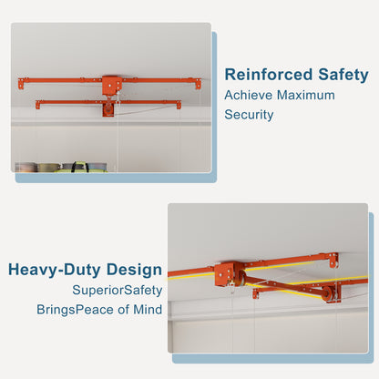 Orange Overhead Garage Storage Rack 4x8 FT for High Ceilings 10-12 FT, 350LBS Capacity All-Steel Construction with Safety Lock (Installation Required, Heavy-Duty Garage Organizer) image 7