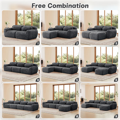 2-seater Modular Sectional Sofa Couches,Soft Fluffy Plush Fabric Bottom Anti-Slip Design,32D High Density Sponge,No Assembly Required Ergonomic Design,With Throw Pillows Fits Living Rooms,Dark Grey image 11