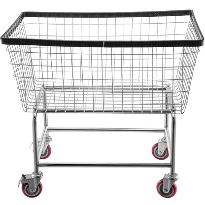 Wire Laundry Cart, 4.5 Bushel Wire Laundry Basket with Wheels, 35''x15.7''x22'' Commercial Wire Laundry Basket Cart, Steel Frame with Chrome Finish, 5'' Casters, Wire Basket Cart for Laundry image 3