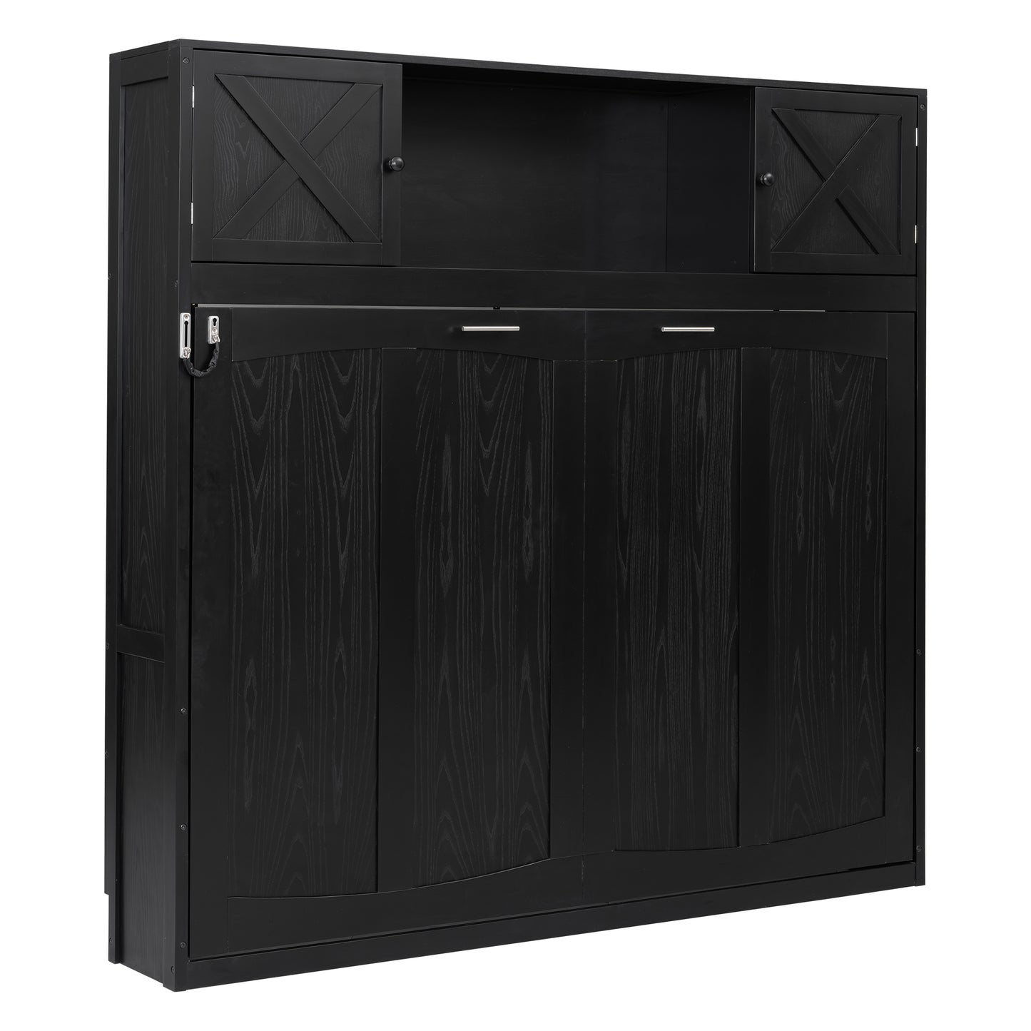 Full Size Murphy Bed with Storage Cabinets, Black image 10
