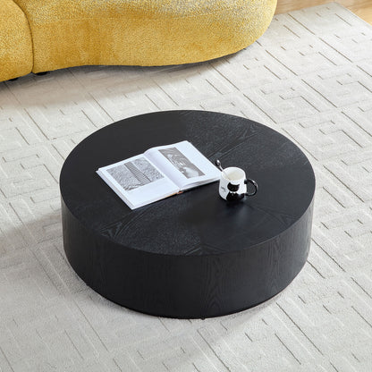 35.43 Inch Modern Round Coffee Table MDF Coffee Table for Living Room,Drum Center Table for Apartment,No Need Assembly,Black W2582P188323 image 6