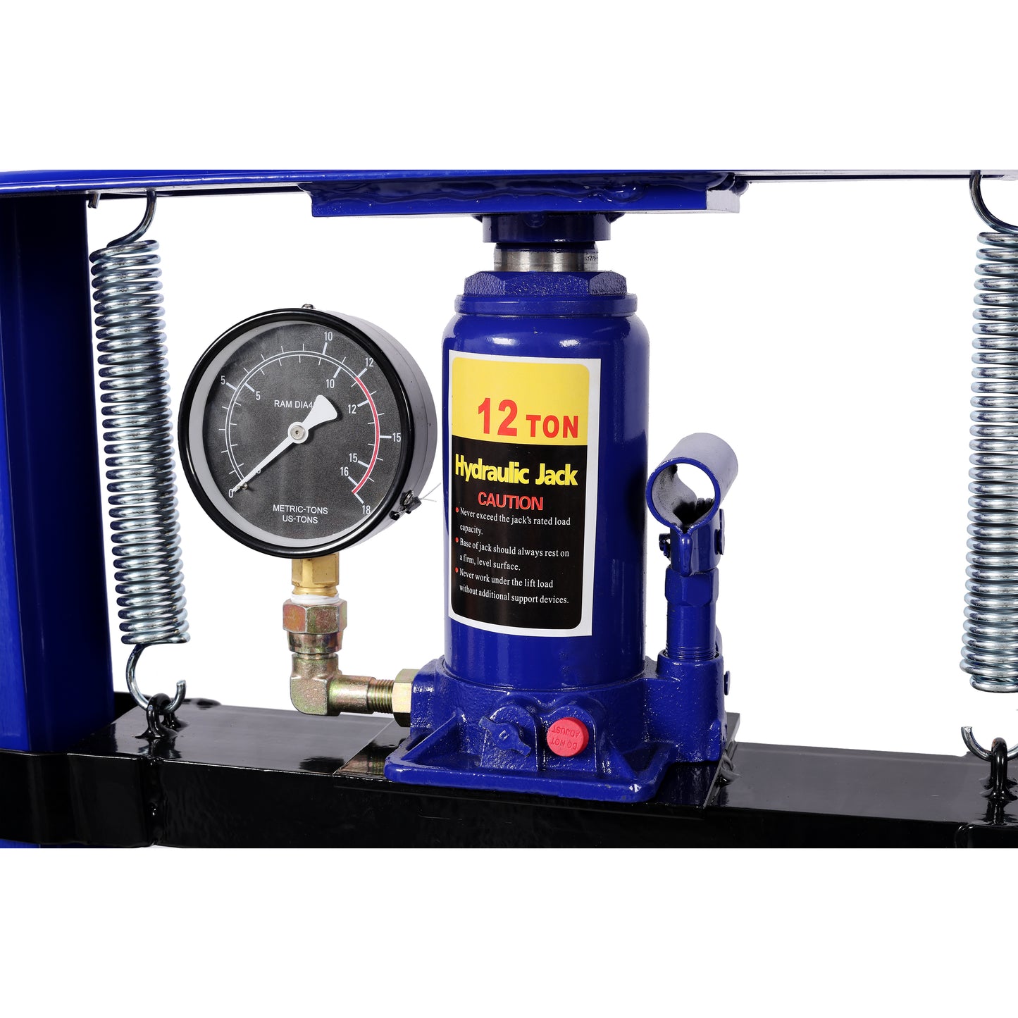12Ton Bottle Jack Shop Press with Gauge, Bend, Straighten, or Press Parts, Install Bearings, U-Joints, Bushings, Ball Joints, and Pulleys,Blue image 10