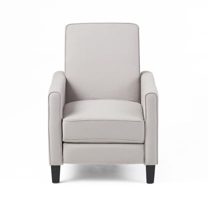 27.5" Push Back Recliner Chair Upholstered Recliner Armchair with Solid Beech Wood Legs for Living Room and Bedroom(Old SKU:52422.00FDGRY), Grey image 4