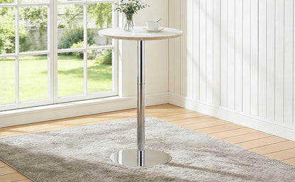 Rock slab circular tabletop non adjustable (39 inches high) bar table, bar table with silver legs and base (white) image 6