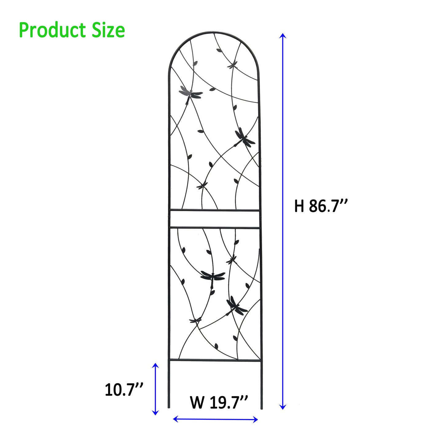 2 Pack Metal Garden Trellis 86.7" x 19.7" Rustproof Trellis for Climbing Plants Outdoor Flower Support Dragonfly Deco Black image 10