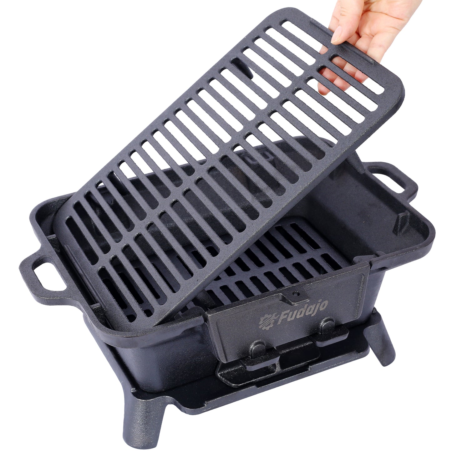 Oval Cast Iron Grill Outdoor, Portable Charcoal Grill and Tabletop Cast Iron Skillet - 100% Cast Iron, Durable, Small Charcoal Grill, Camping Stove, Hibachi Grill image 6