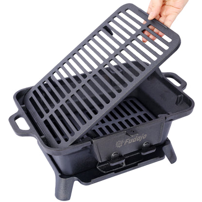 Oval Cast Iron Grill Outdoor, Portable Charcoal Grill and Tabletop Cast Iron Skillet - 100% Cast Iron, Durable, Small Charcoal Grill, Camping Stove, Hibachi Grill image 6