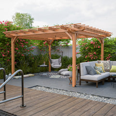 12' x 16' Outdoor Gazebo Wooden Grape pergola for Climbing Plant Support, Garden, Terrace, Backyard, Deck, Brown