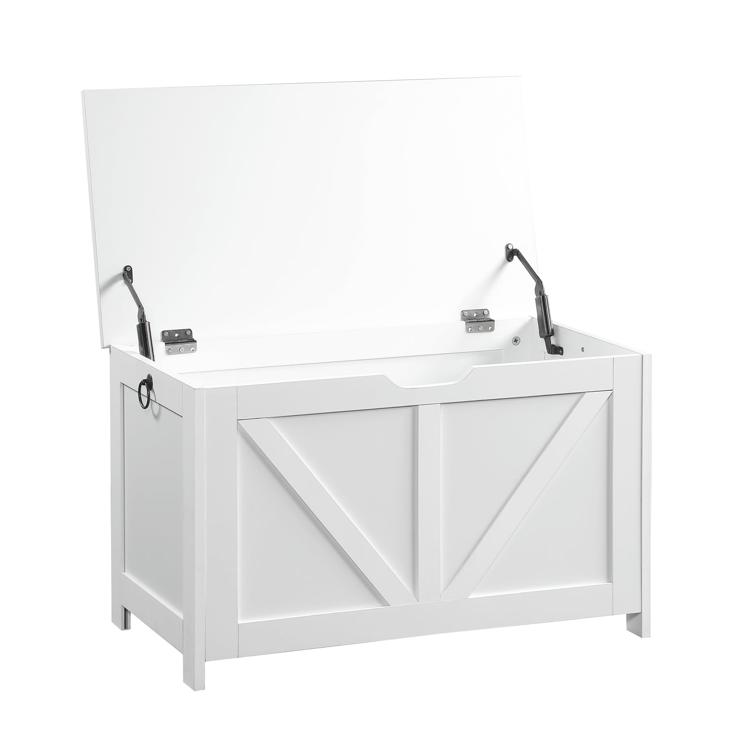 Storage Chest,Storage Bench,Retro Toy Box Organizer,Entryway Storage Bench with 2 Hinges,Easy Assembly,White image 3