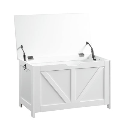 Storage Chest,Storage Bench,Retro Toy Box Organizer,Entryway Storage Bench with 2 Hinges,Easy Assembly,White image 3