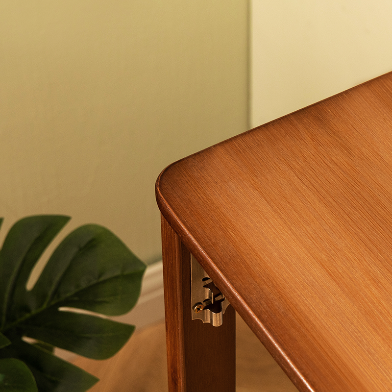 Bamboo Folding Desk,Space-Saving Computer Desk for Small Spaces, Foldable Study Table for Bedroom, Home Office, Dorm, Apartment (Walnut) image 11
