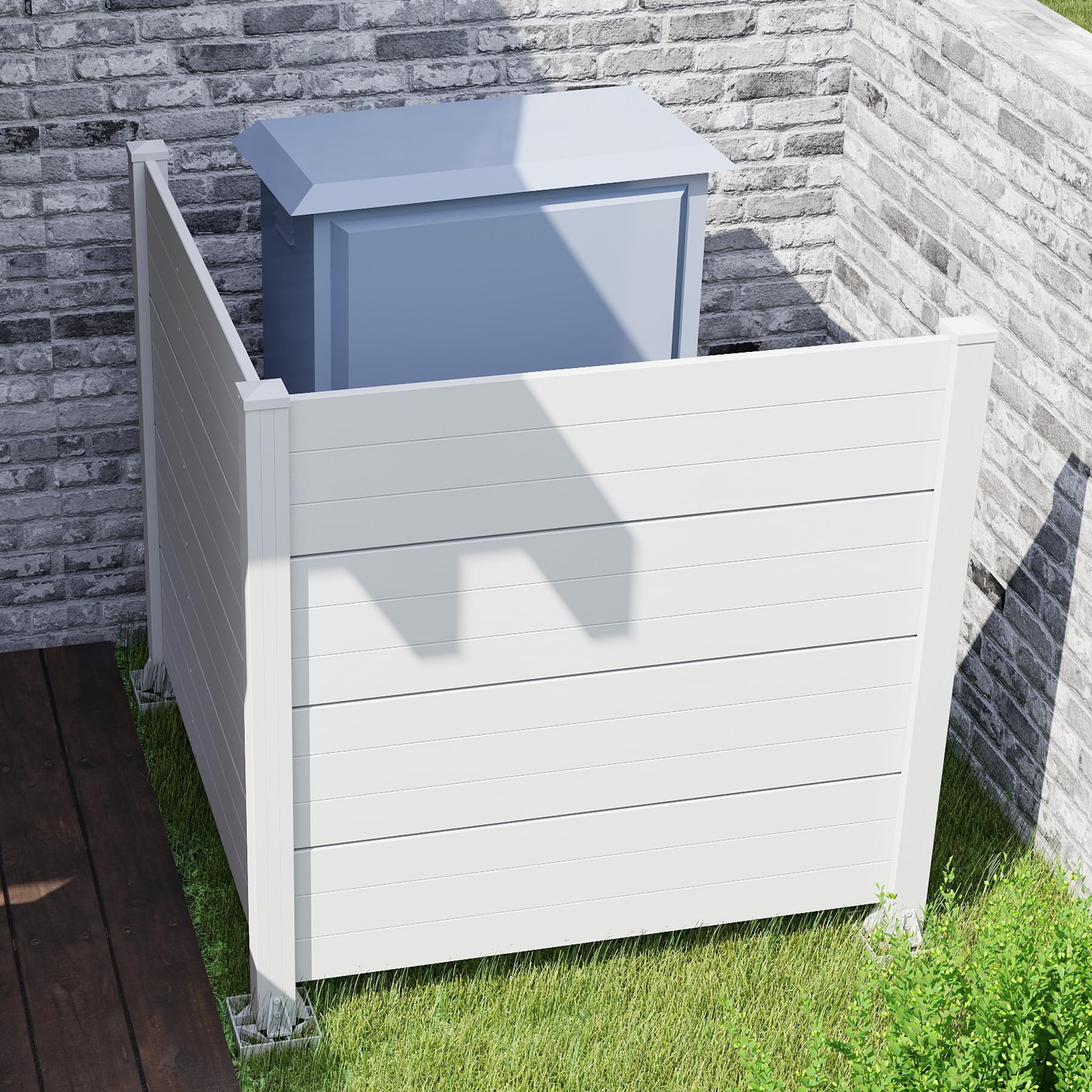 50" W x 49" H Outdoor Privacy Screen, Air Conditioner Fence, All-Weather Vinyl Privacy Fence Screens with Aluminum Posts, 2 Panels, White image 5