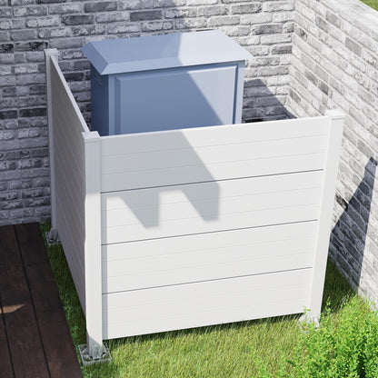 50" W x 49" H Outdoor Privacy Screen, Air Conditioner Fence, All-Weather Vinyl Privacy Fence Screens with Aluminum Posts, 2 Panels, White image 5